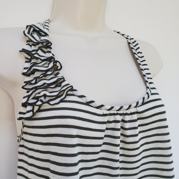 Olive Striped Ruffled Racerback Tank Top - Picture 2 of 5